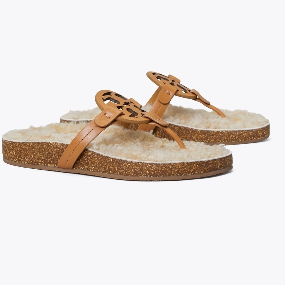 Tory Burch Miller Sandals Shearling - Picture 2 of 4